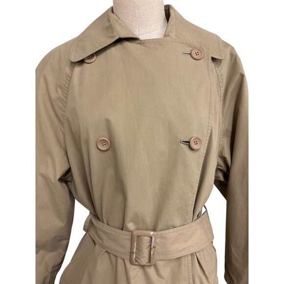 London Fog Womens Beige Trench Coat Belted Double-Breasted Size 8 PET - Picture 7 of 15